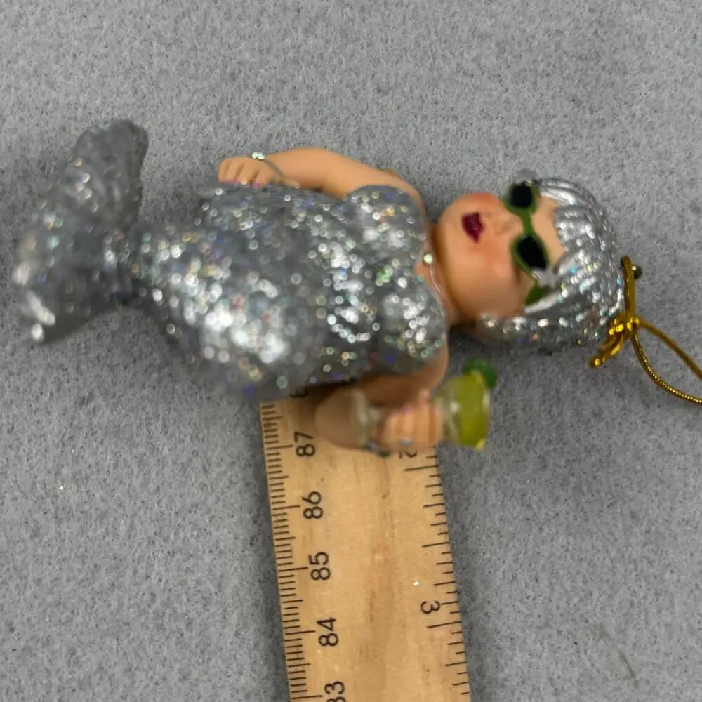 December Diamonds 2008 Retired Margarita Silver Mermaid Ornament Silver Glitter